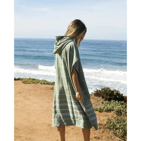 Sand Cloud Classic Stripe Hooded Poncho in Hedge Green