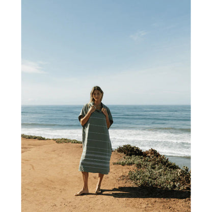 Sand Cloud Classic Stripe Hooded Poncho in Hedge Green