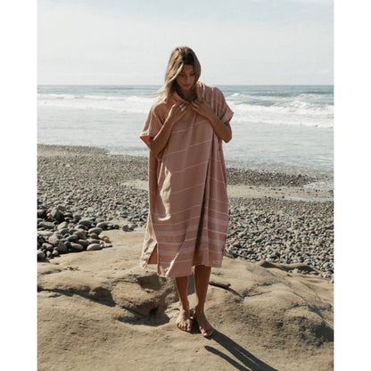 Sand Cloud Classic Stripe Hooded Poncho in Misty Rose