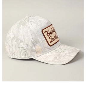 Howdy Darlin' Embroidery Patch Camo Trucker Hat in Beige Camo