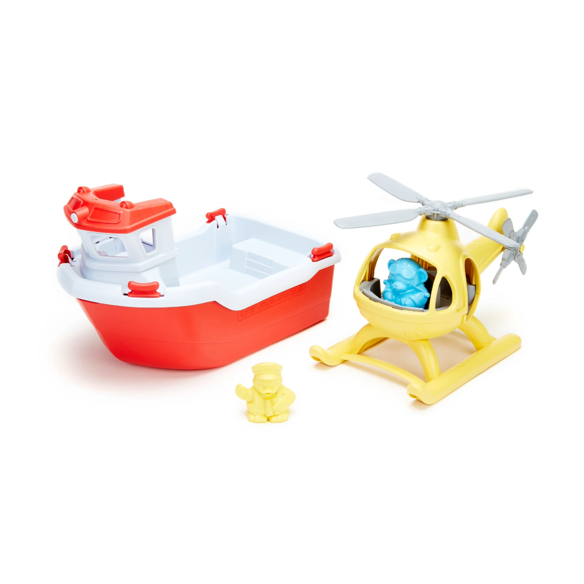 Green Toys Rescue Boat & Helicopter