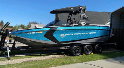 Nautique G25 with FCT19 Tower and Factory Bimini Double Up Storage Cover