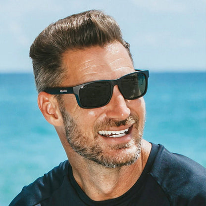 Abaco Seaport H2O+ Sunglasses in Matte Black/Deep Blue - BoardCo