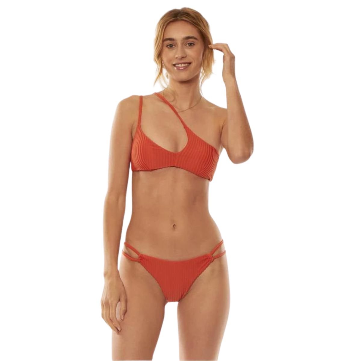 Amuse Society Text Holt Bandeau Bikini Top in Dried Chili
