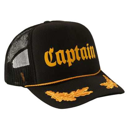 Captain Mesh Back Trucker Hat in Black