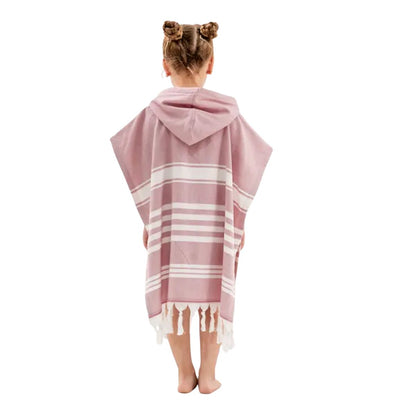 Kikoya Kids Hooded Poncho Changing Towel Terrybacked in Rose