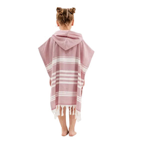 Kikoya Kids Hooded Poncho Changing Towel Terrybacked in Rose