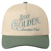 Stay Golden Sunshine Club Embroidery Trucker Hat in Sage