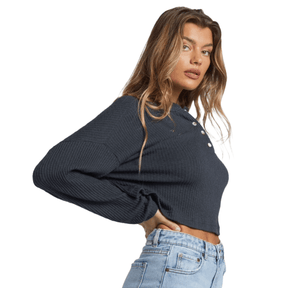 Billabong Good Catch Henley in Black Sands - BoardCo
