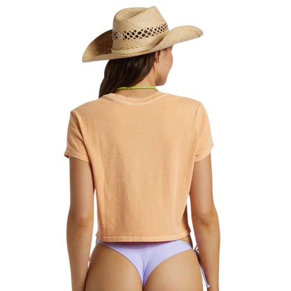 Billabong Hooked On Tropics Cropped Tee in Tangy Peach - BoardCo