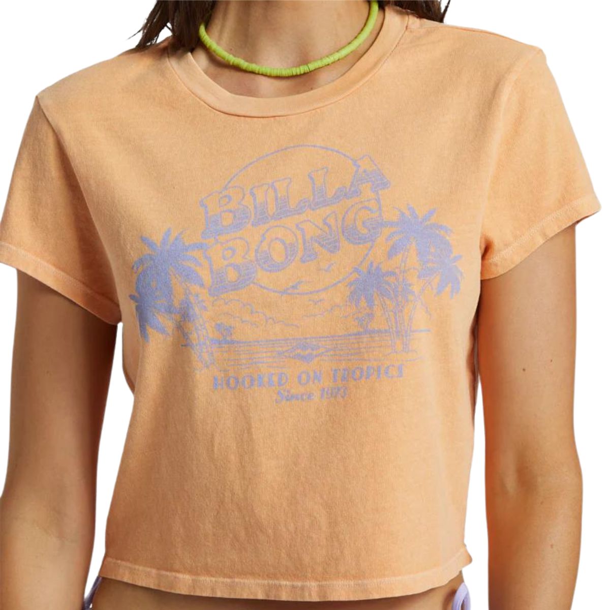 Billabong Hooked On Tropics Cropped Tee in Tangy Peach - BoardCo