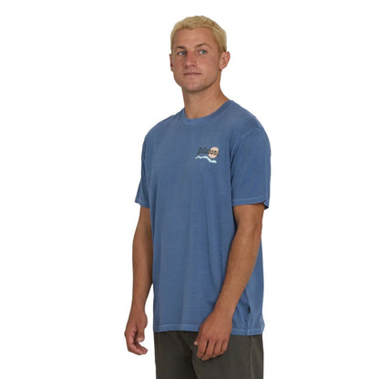 Billabong Loner Wave Washed Premium Short Sleeve Tee in Blue Horizon - BoardCo