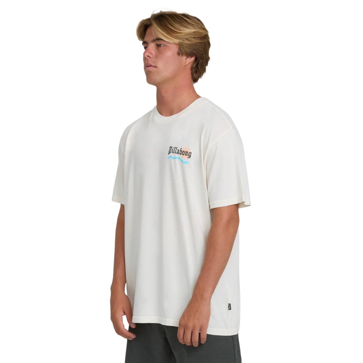 Billabong Loner Wave Washed Premium Short Sleeve Tee in Off White - BoardCo