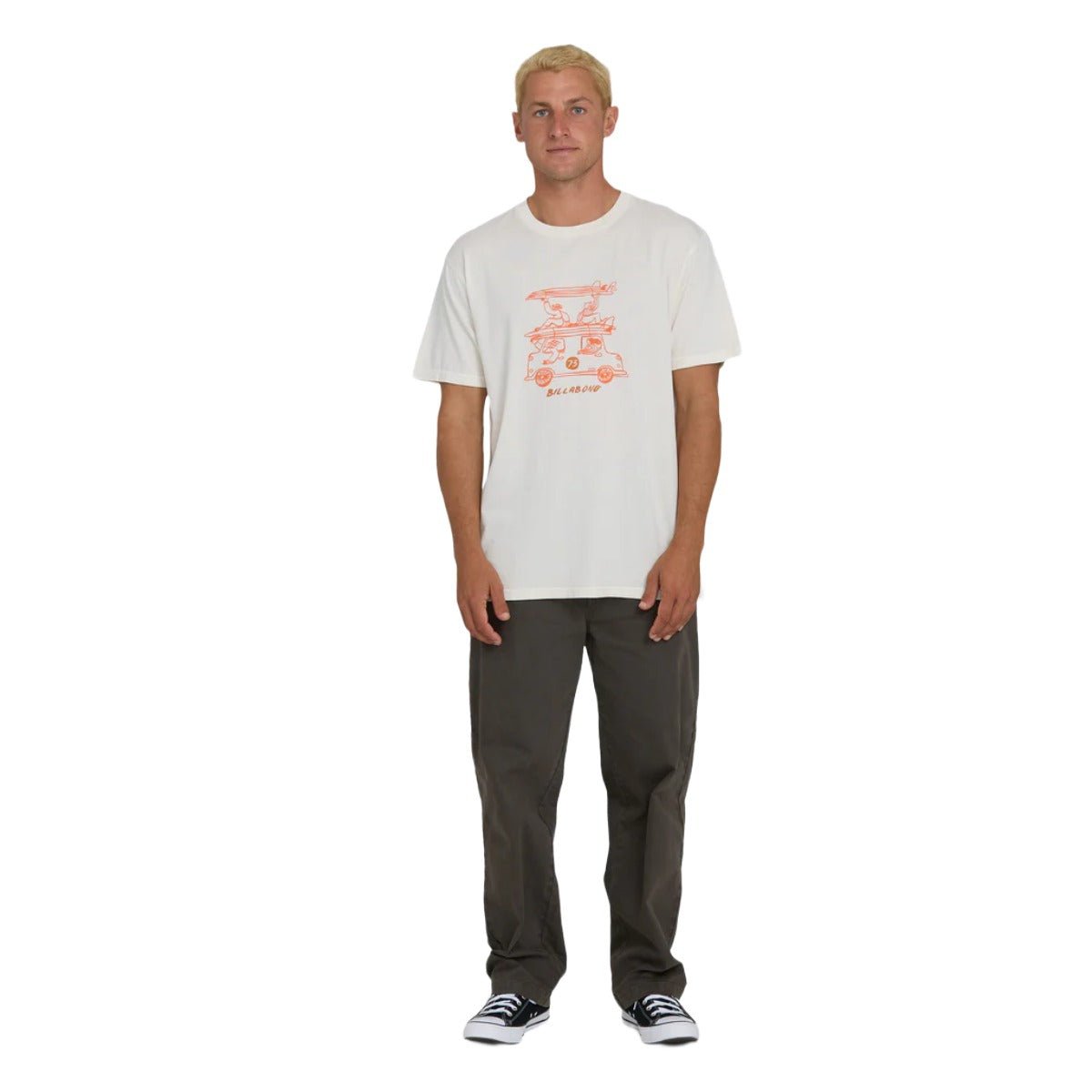 Billabong Stack Wave Washed Premium Tee in Off White - BoardCo