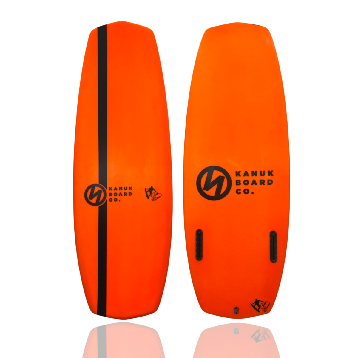 Kanuk Burnsy Pro Wakesurf Board in Orange/Black Stripe