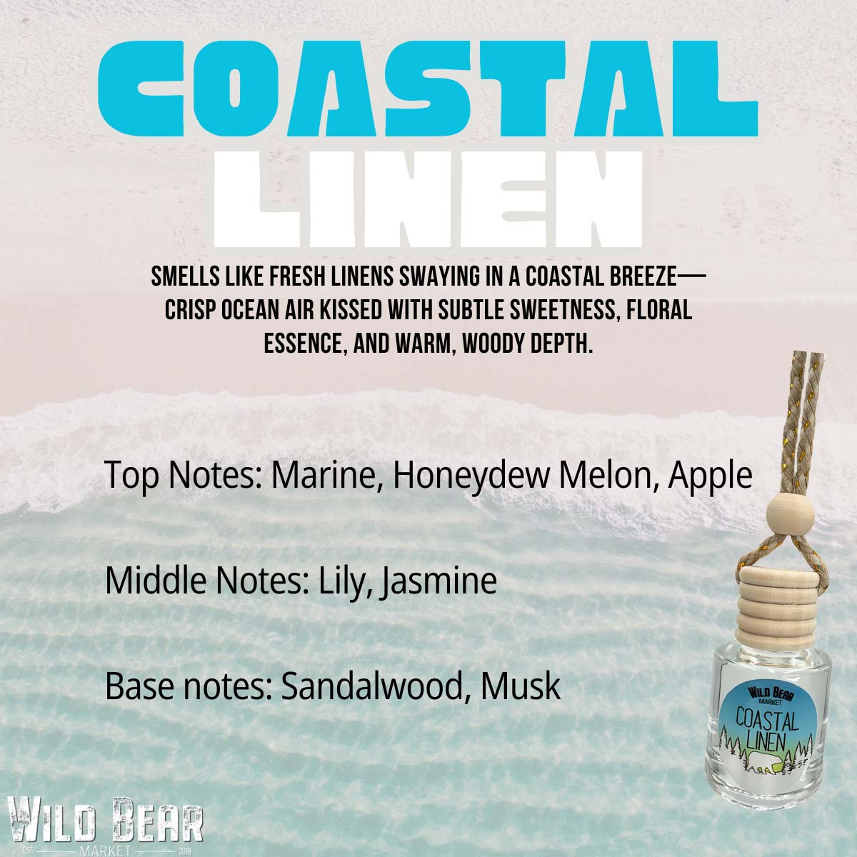 Wild Bear Market Car Freshener - Coastal Linen