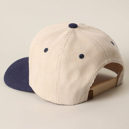 Catch of the Day 3D Embroidered Corduroy Trucker Hat in Navy - BoardCo