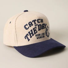 Catch of the Day 3D Embroidered Corduroy Trucker Hat in Navy - BoardCo