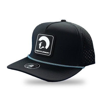 Centurion Blackhawk R+ Hat in Black with Light Blue Chain link Rope - BoardCo