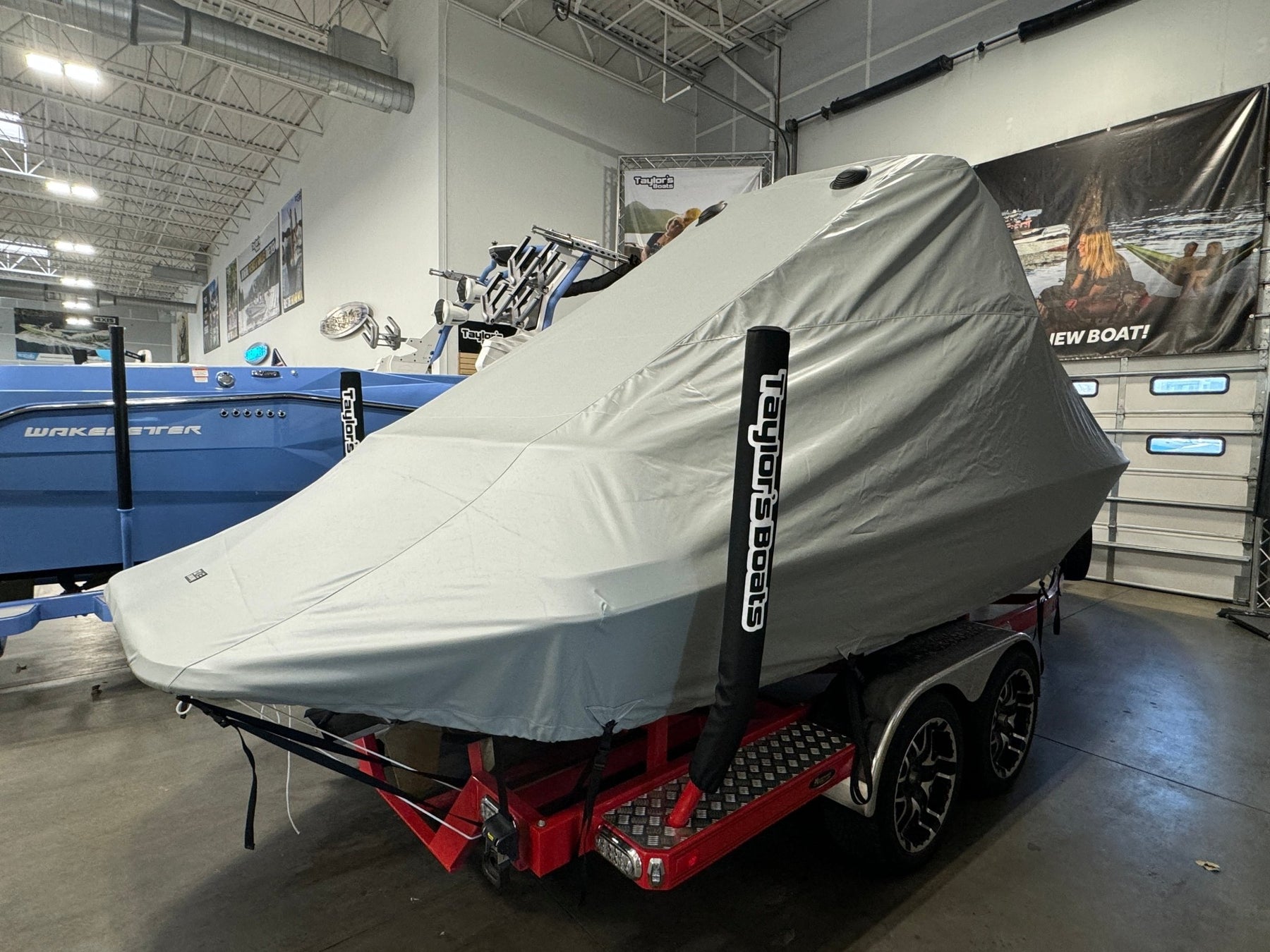 Centurion Enzo SV230 with Gladiator Tower and Factory Bimini Double Up Storage Cover - BoardCo