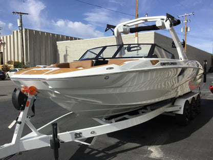 Centurion Fe25 with a DropZone Tower, FCTv3 bimini and Skylon SpringLock board racks - BoardCo