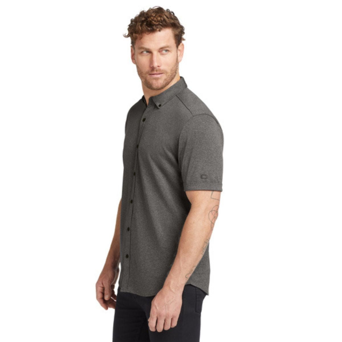 Centurion OGIO Gravitate Full Button Polo in Dark Heather Grey - BoardCo