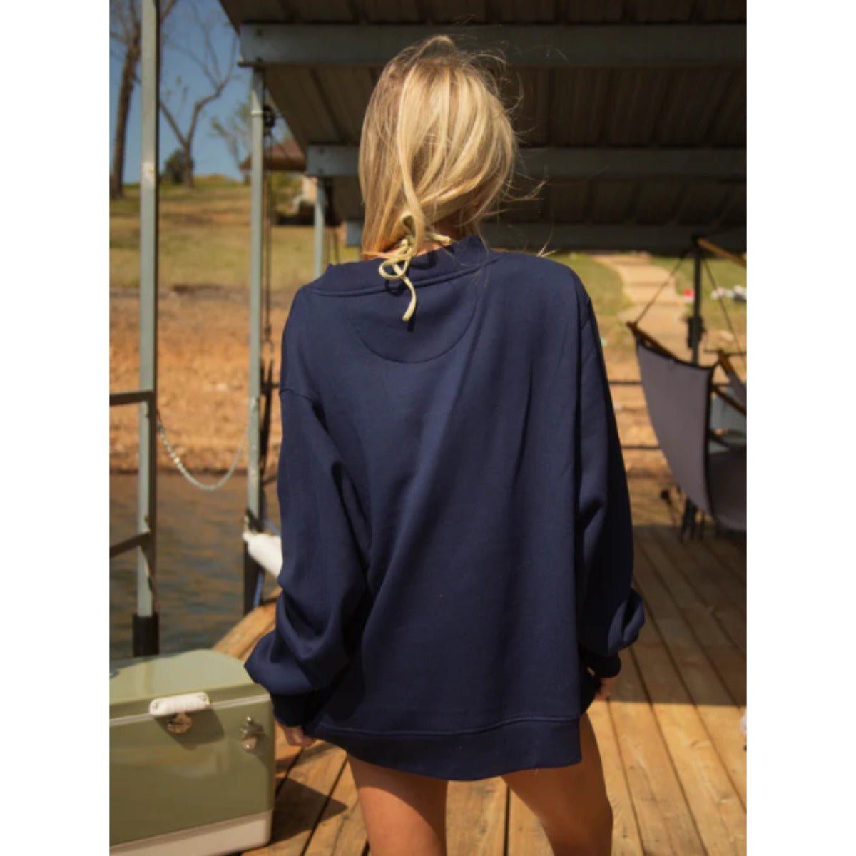 Charlie Southern Boat Day Mockneck Sweater in Navy - BoardCo