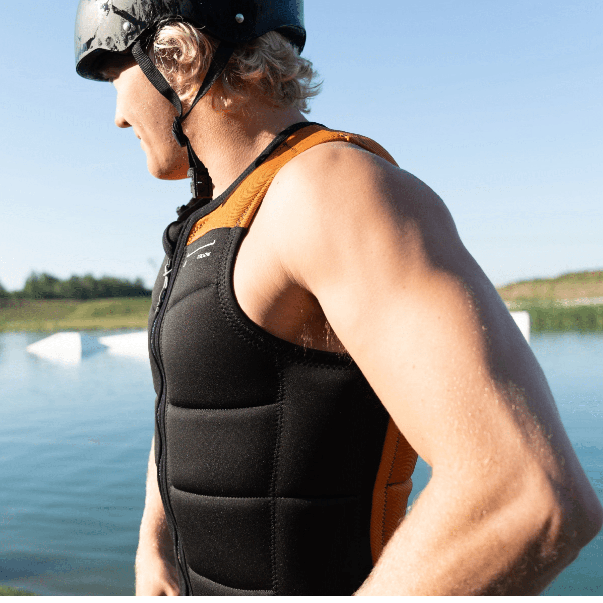 Follow Section Comp Wake Vest in Orange/Black - BoardCo