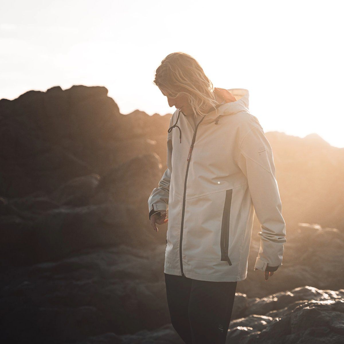 Follow Spray Zip Through Jacket in Bone - BoardCo