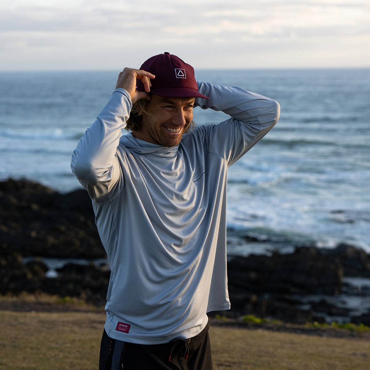 Follow Sun Hood Long Sleeve in Light Grey - BoardCo