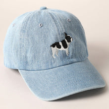 French Bulldog Dog Embroidered Denim Baseball Cap in Light Denim - BoardCo