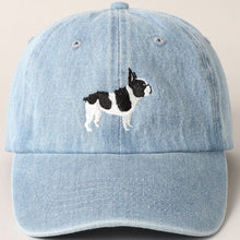 French Bulldog Dog Embroidered Denim Baseball Cap in Light Denim - BoardCo