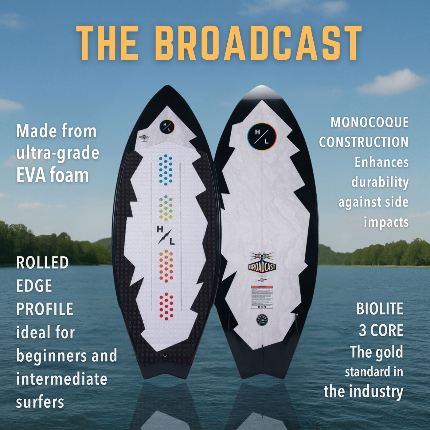 Hyperlite Broadcast Wakesurf Board 2025 in Multi | BoardCo