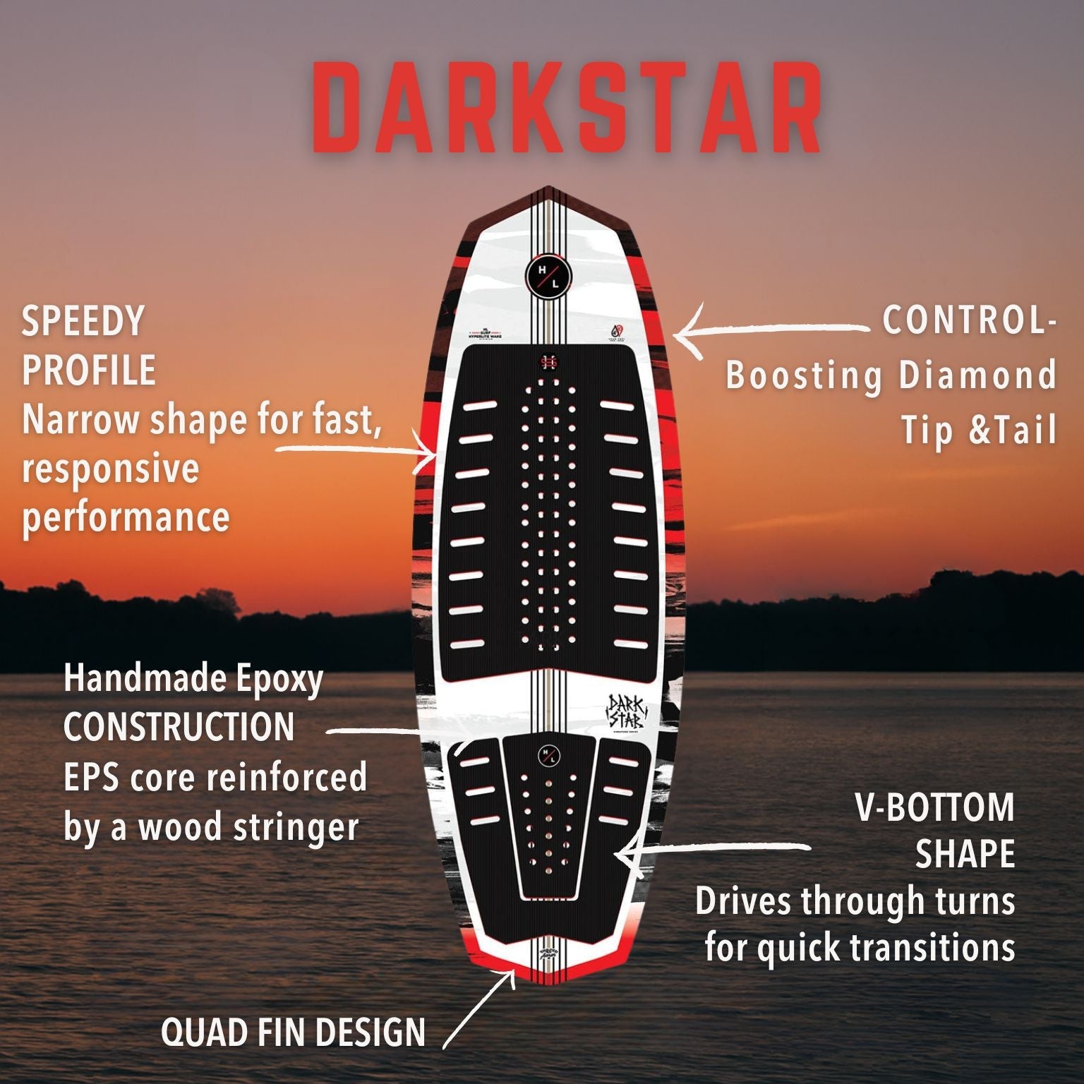 Hyperlite Darkstar Wakesurf Board 2025 - BoardCo