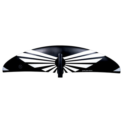Hyperlite Falcon 1200 Front Wake Foil Wing 2027, black upper surface with white geometric stripes and two-hole mounting interface