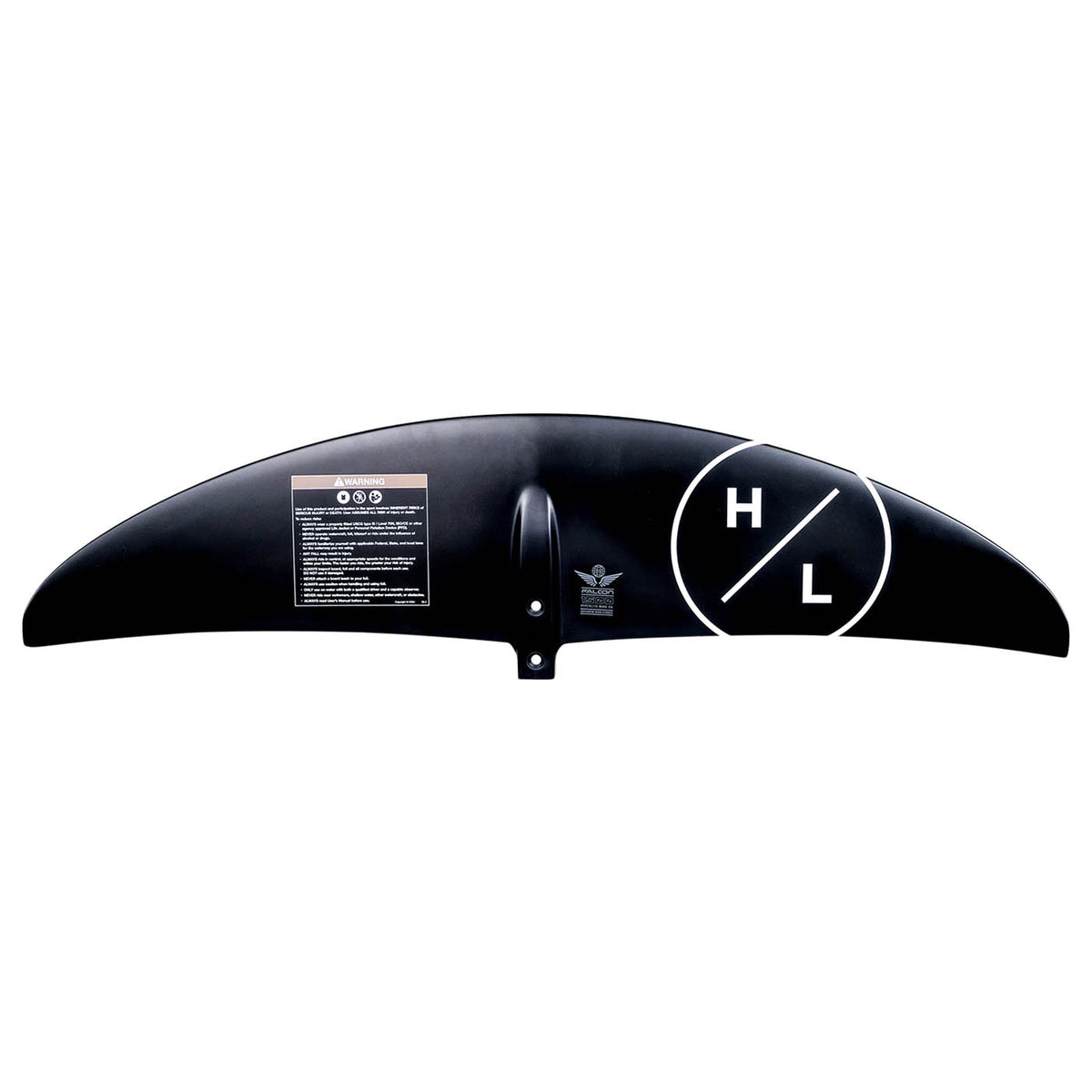 Hyperlite Falcon 1200 Front Wake Foil Wing 2027, black underside with white HL logo and mounting interface