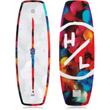 Hyperlite Murray Jr Girls Wakeboard 2027, white top with a colorful center stripe and multicolor floral underside