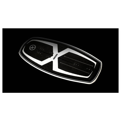 Hyperlite Starship Wake Foil Board 2027, angled black deck with white X graphic and corduroy traction
