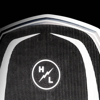 Hyperlite Starship Wake Foil Board 2027, black corduroy nose traction with circular HL lightning logo