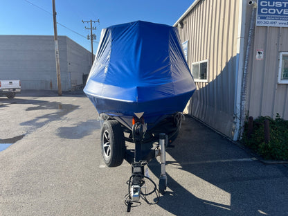 Malibu 247 with Illusion G3 tower and factory bimini Double Up Storage Cover - BoardCo