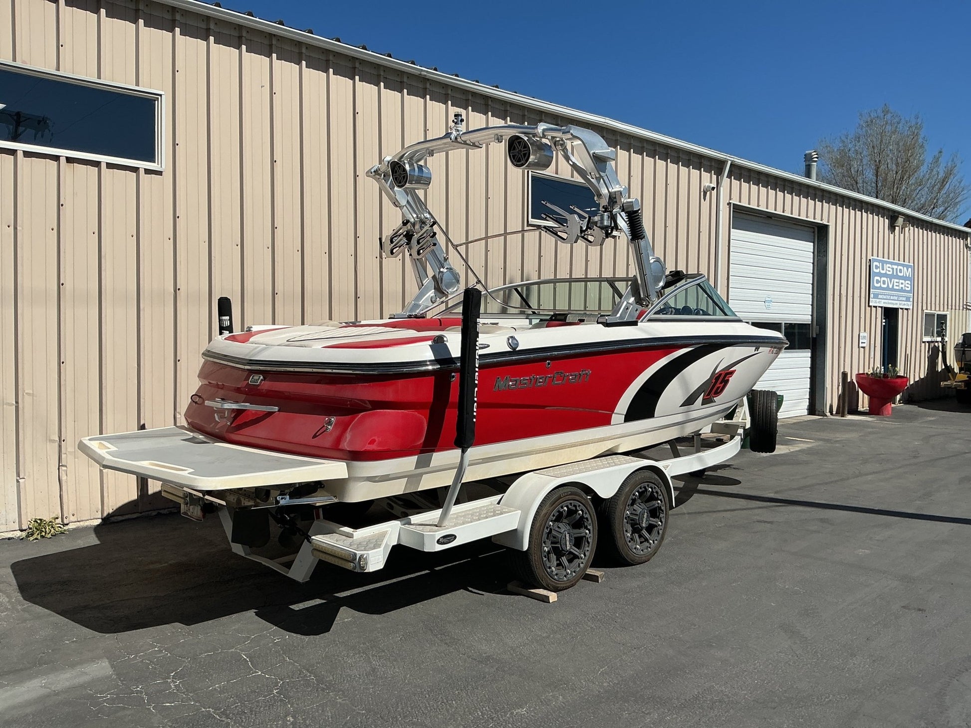 MasterCraft X15 with ZeroFlex X tower Double Up Storage Cover - BoardCo