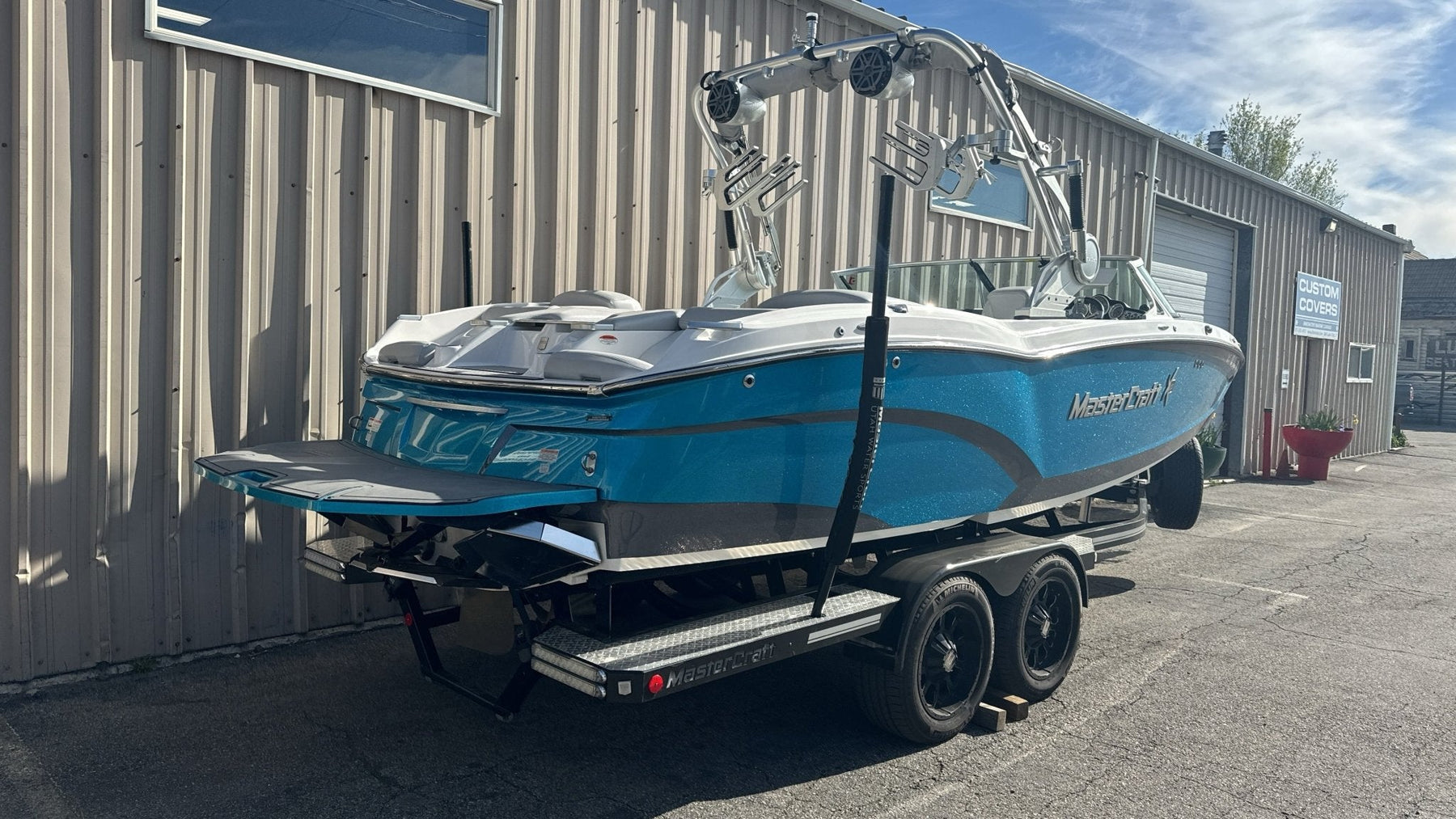 MasterCraft X23 Zero Flex 4 Tower and factory bimini TD Ratchet Cover - BoardCo