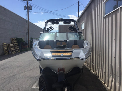 MasterCraft X24 with ZFT8 - ZFT10 tower and factory bimini Double Up Storage Cover - BoardCo