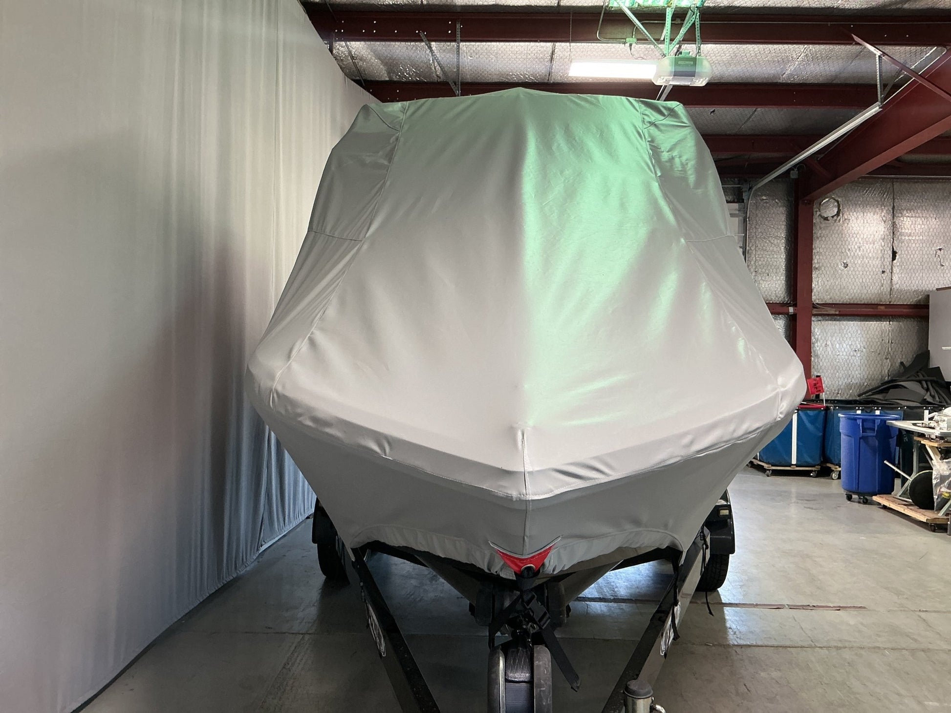 Nautique 210 with FCT - 3 Tower and Sewlong Bimini Double Up Storage Cover - BoardCo