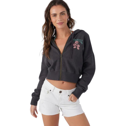 O'Neill Darcie Zip Hoody in Washed Black - BoardCo