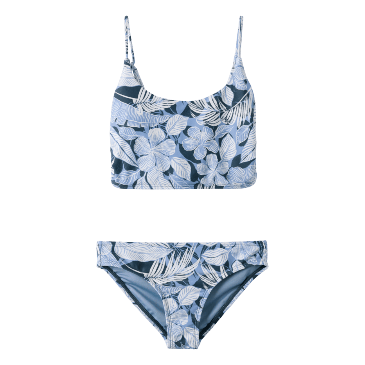 O'Neill Girls Palmetto Tropical Ruched Longline Bikini Set in Multicolor - BoardCo