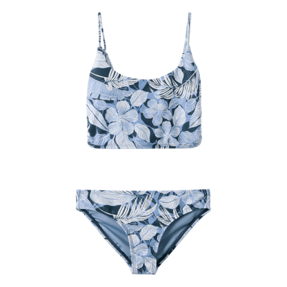 O'Neill Girls Palmetto Tropical Ruched Longline Bikini Set in Multicolor - BoardCo