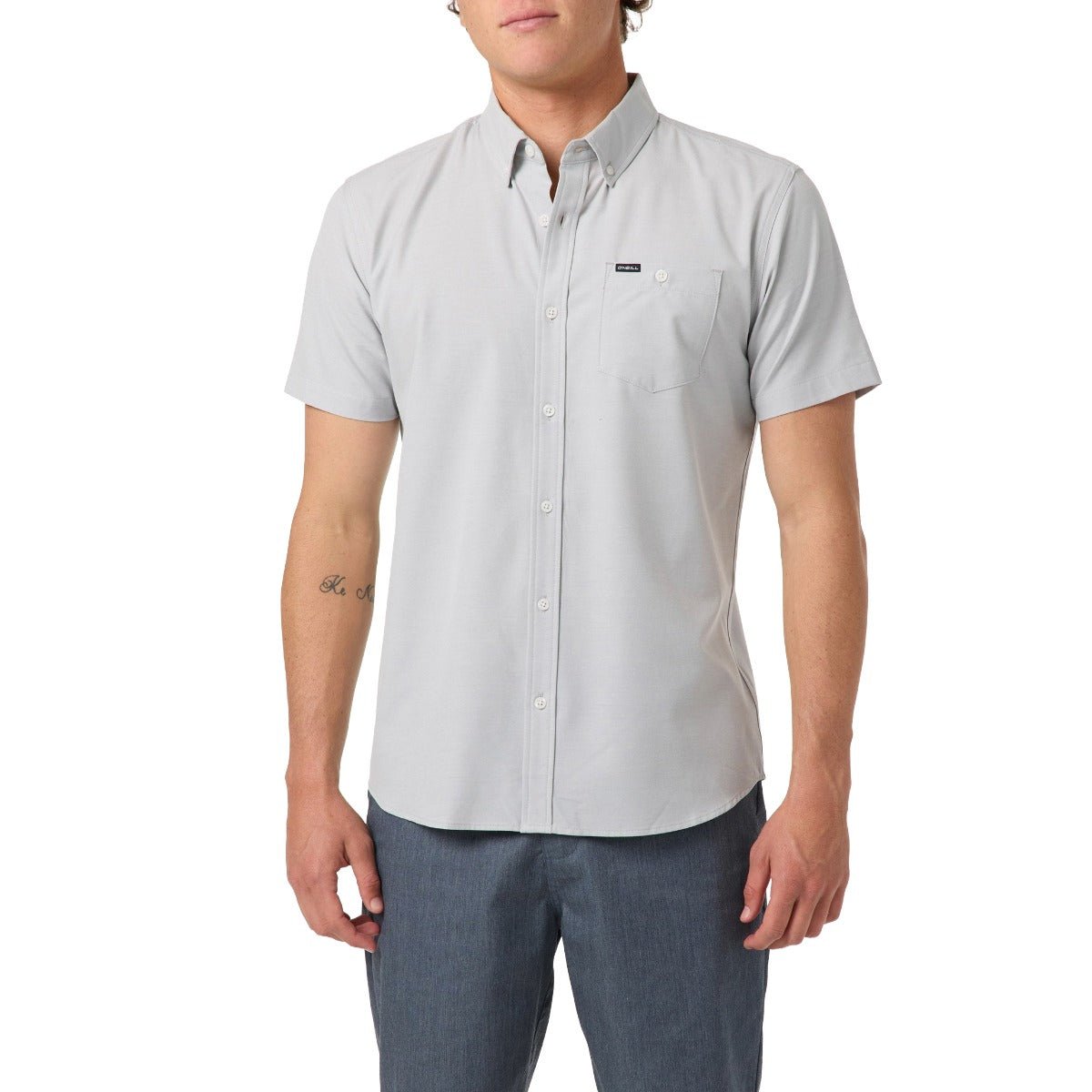 O'Neill Light Check Standard Short Sleeve Woven Shirt in High Rise - BoardCo