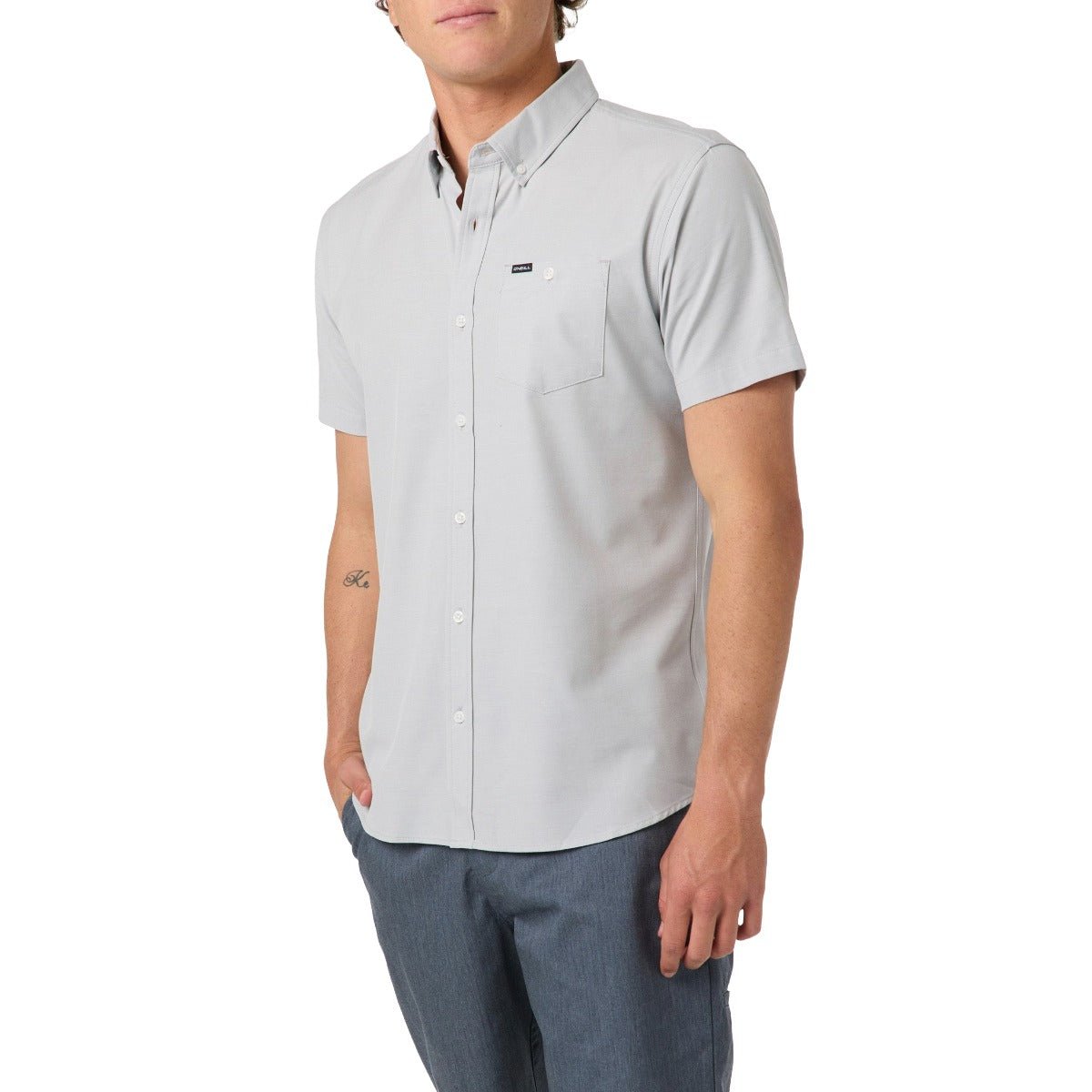 O'Neill Light Check Standard Short Sleeve Woven Shirt in High Rise - BoardCo
