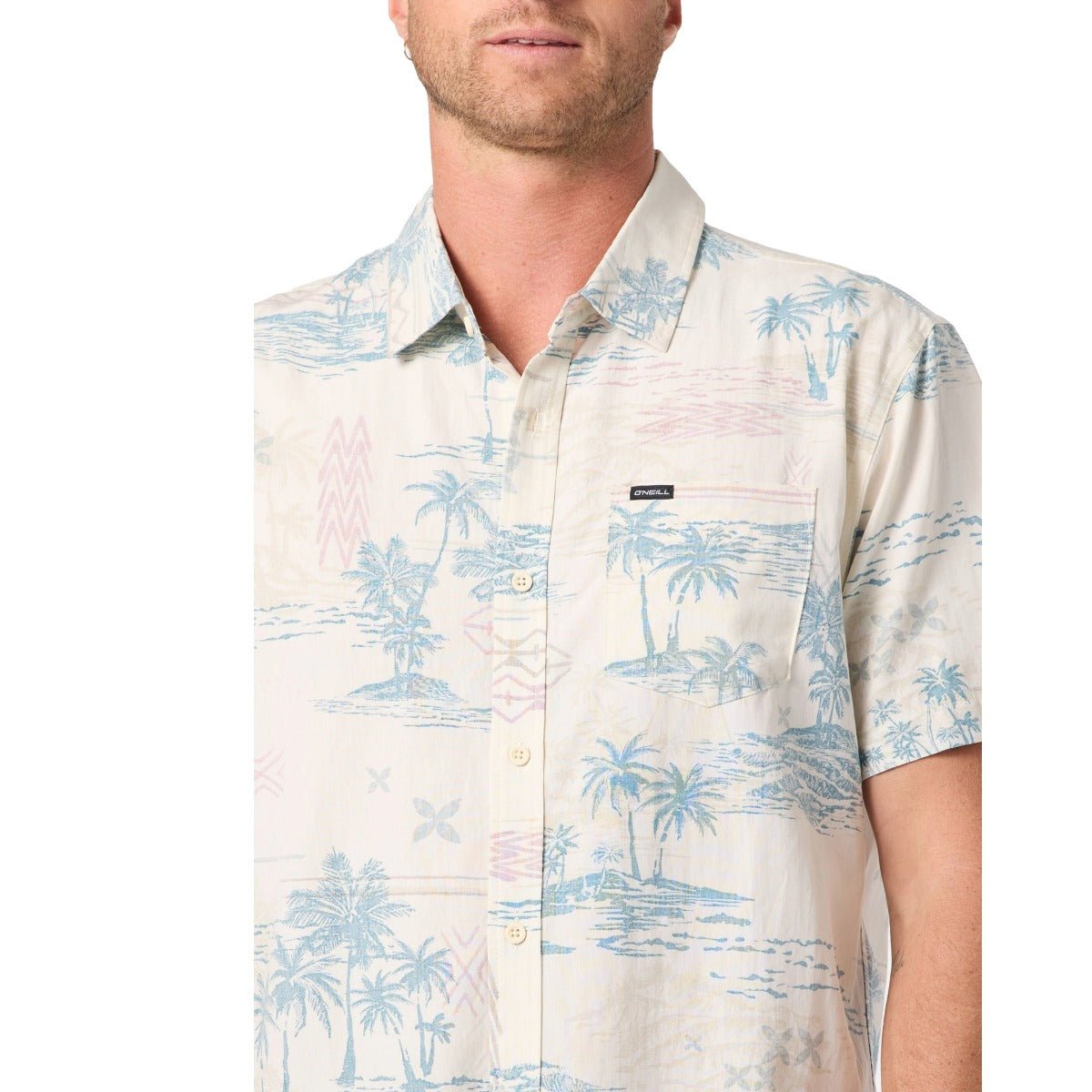 O'Neill Oasis Standard Short Sleeve Woven Shirt in Cream - BoardCo